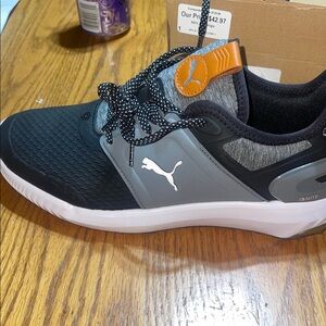 Puma Men's Black and Gray Sneakers with Tan Accents